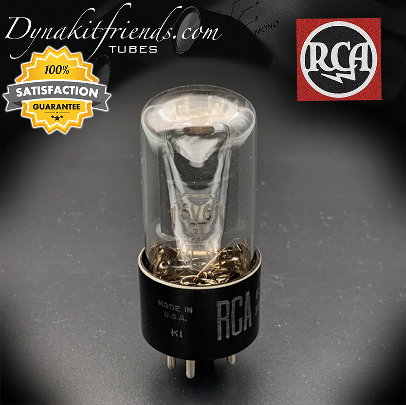 6V6GT RCA Black Glass DD Bottom Getter Tested Tube Made in USA