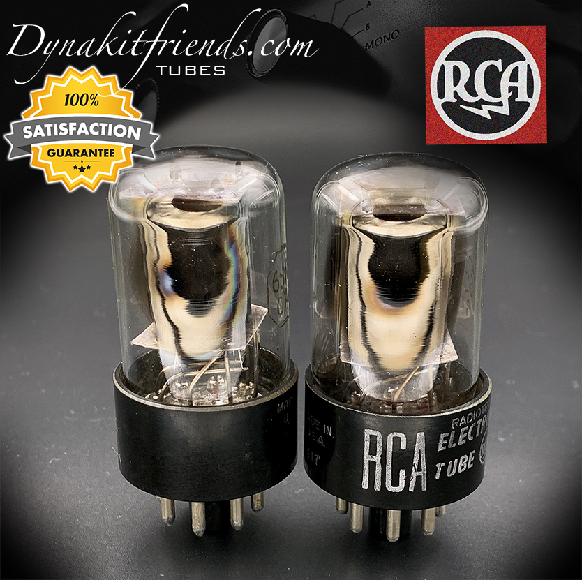 6SN7GTA RCA Black Plates Side D/[] Getter Matched Tubes Made in USA \'55