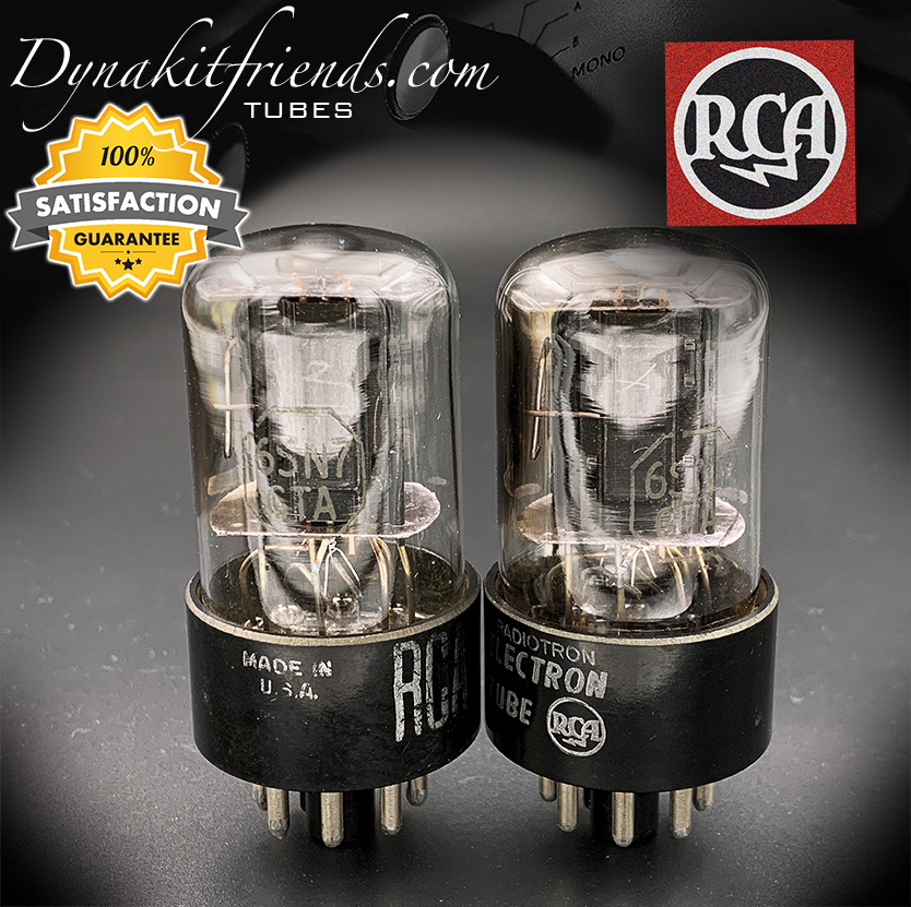 6SN7GTA RCA Black Plates Side D/[] Getter Matched Tubes Made in USA \'55