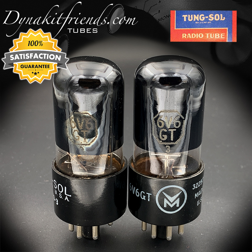 6V6GT TUNG-SOL Black Glass [] Getter Matched Tubes MADE IN USA