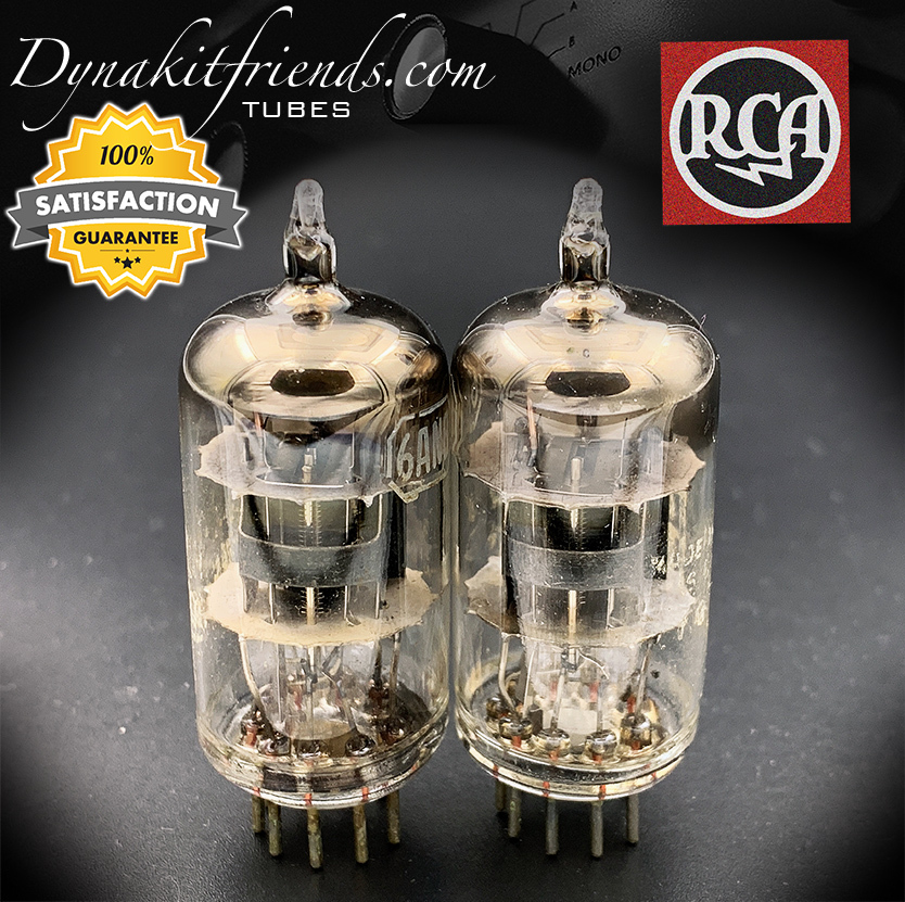 6AN8 RCA Black Plates Square [] Getter Matched Tubes Made in USA