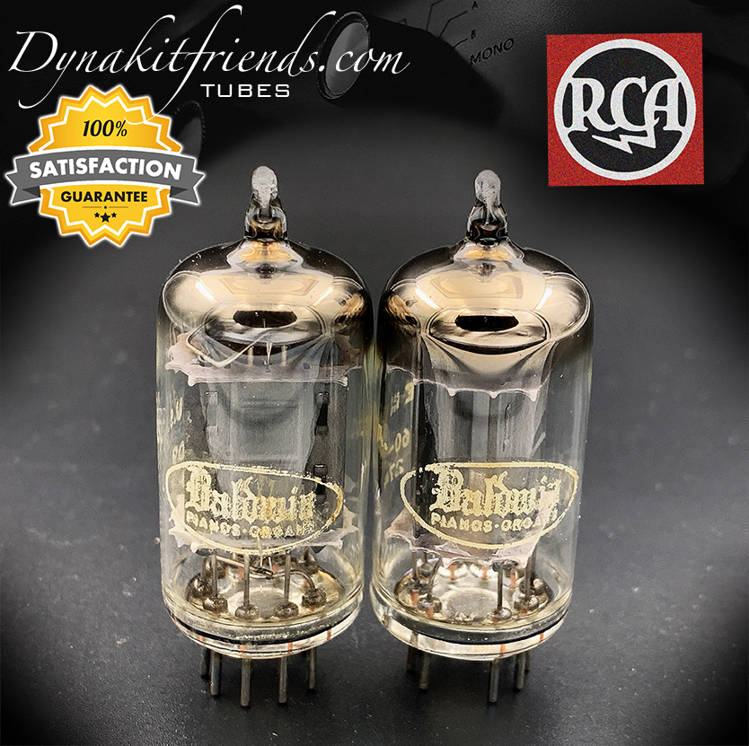 12AX7 RCA Brand Baldwin Long Gray Plates [] Getter Matched Tubes MADE IN USA \'60