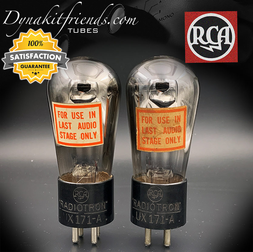 UX171-A / 71A RCA Globe Power Triode Matched Pair Tubes Made In USA 1928