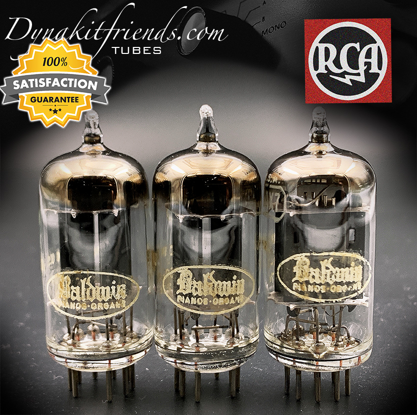 12AX7 RCA Brand Baldwin Long Gray Plates [] Getter Matched Tubes MADE IN USA \'60