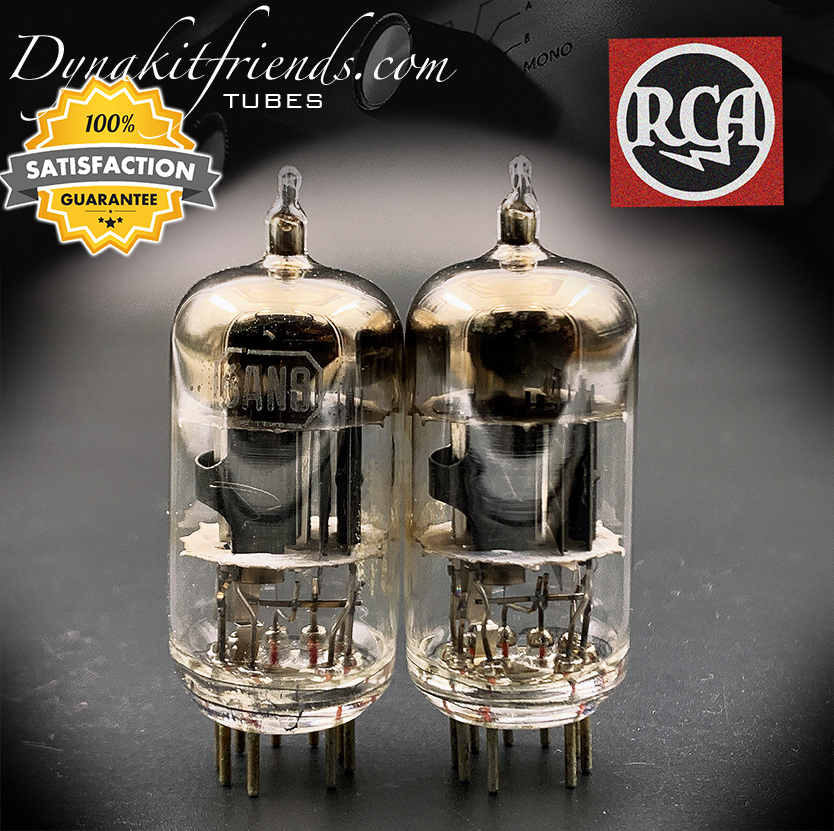 6AN8 RCA Black Plates Square [] Getter Matched Tubes Made in USA