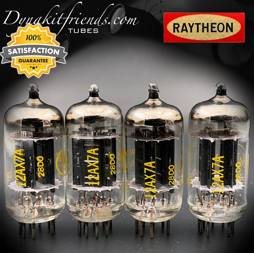 12AX7 RAYTHEON Long Black Plates Labeled Baldwin O Getter Matched Tubes Made in USA \'61