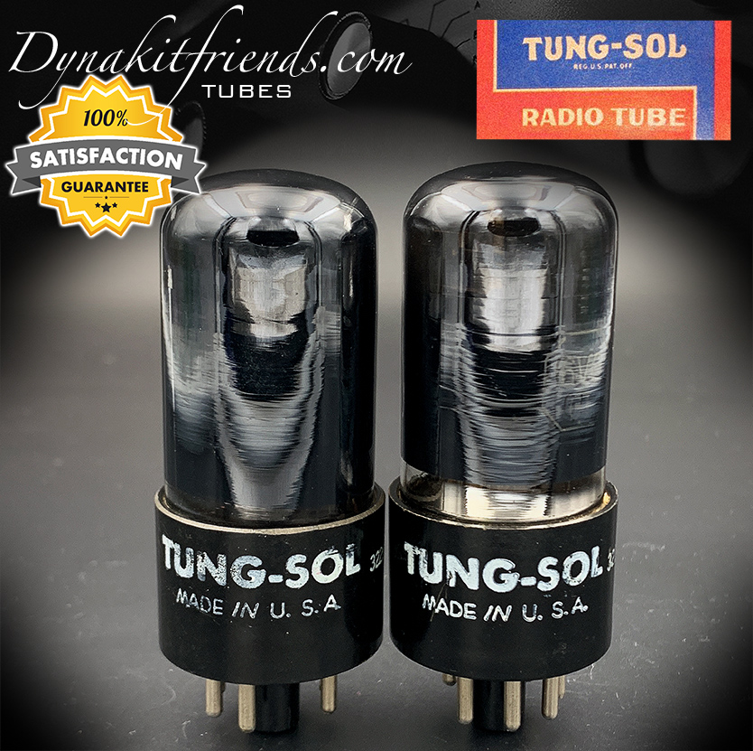 6V6GT TUNG-SOL Black Glass Foil Getter Matched Tubes MADE IN USA