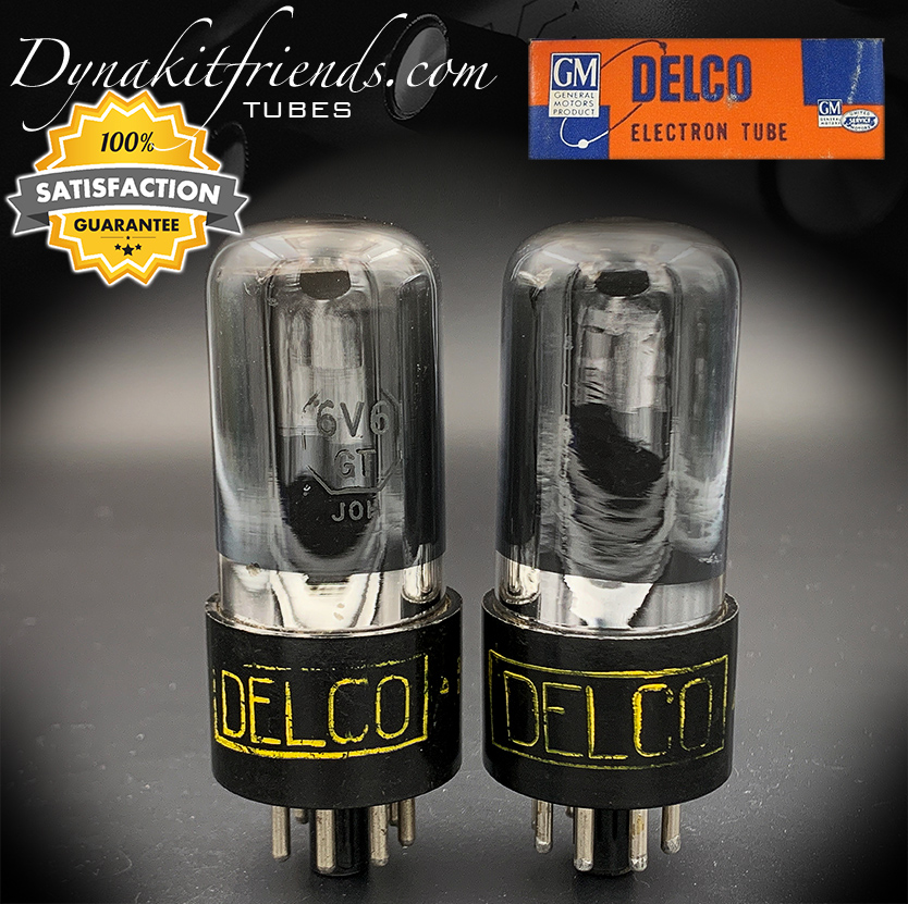 6V6GT GM DELCO Black Glass Foil Bottom Getter Matched Tubes Made in USA