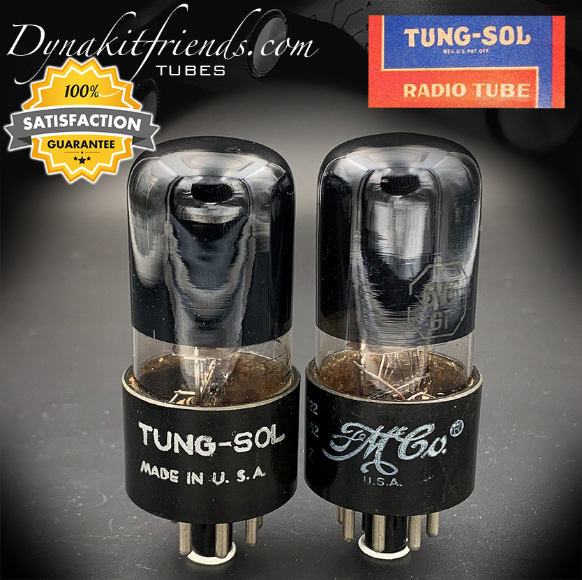 6V6GT TUNG-SOL Black Glass [] Getter Matched Tubes MADE IN USA