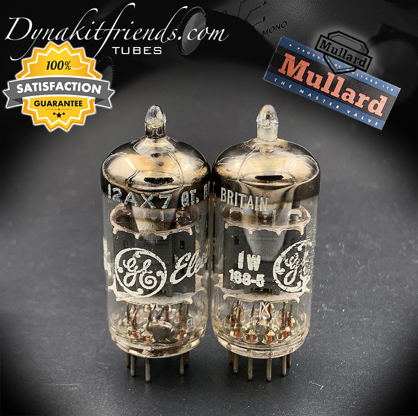 12AX7 MULLARD Blackburn labeled GE Short plates O Getter Matched Tubes MADE IN GREAT BRITAIN