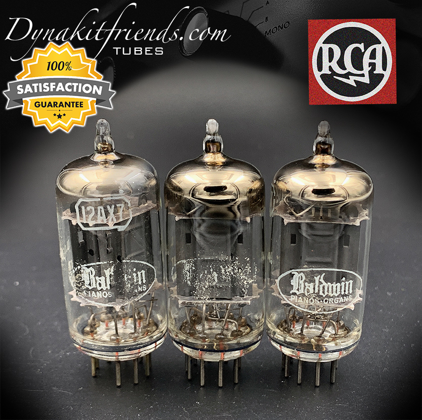 12AX7 RCA Brand Baldwin Long Gray Plates [] Getter Matched Tubes MADE IN USA \'59